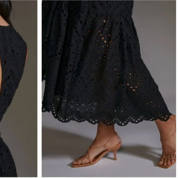 *SOLD* NWT Anthropologie Maeve Black Eyelet Wrap Dress - 2 - Picture 11 of 11